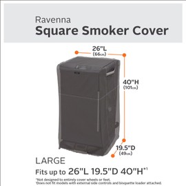 Classic Accessories Ravenna Water-Resistant 26 Inch Square Smoker Grill Cover