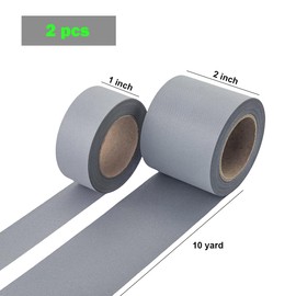 NOZUONO 2 Rolls Sew On Reflective Fabric Roll, High Intensity Silver Gray DIY Reflective Material for Safety Vests, Clothing, Costumes, Bags, Decoration