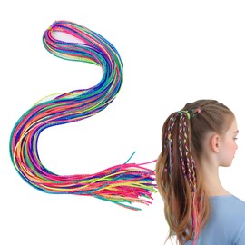 Pack of 80 Hair Strands for Braiding, Hair Wrap Cord, Hair Braids, Colourful, Various Gradient Colours, Hair Rope Band, Rainbow Braid Hair Scrunchie, for DIY Ponytail Braids, Braiding Aid Hair