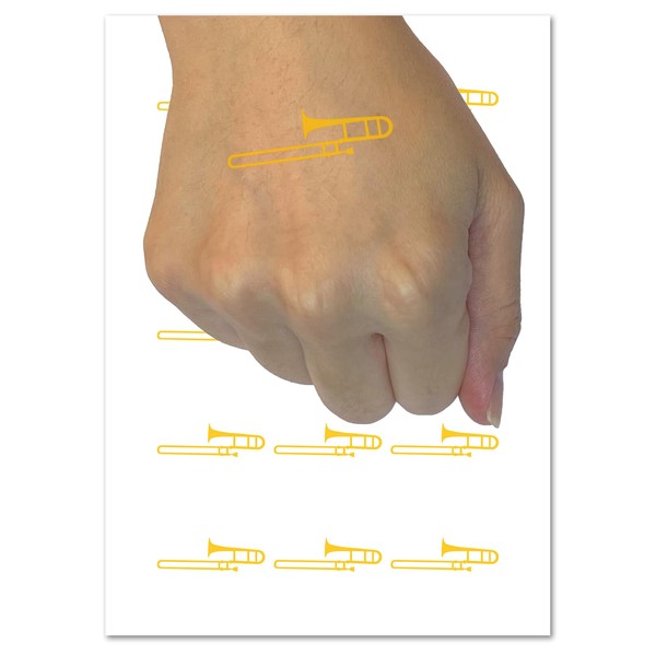 Trombone Music Instrument Silhouette Temporary Tattoo Water Resistant Fake Body