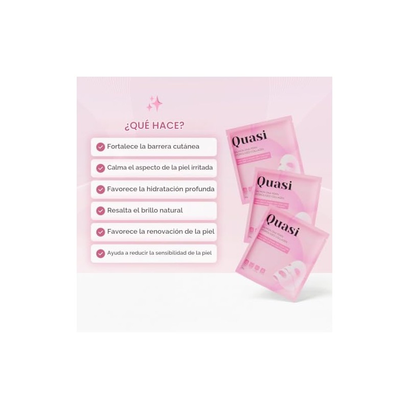 Quasi Mascarilla Facial Salmón DNA PDRN Colágeno Hidrolizado 4 pzas