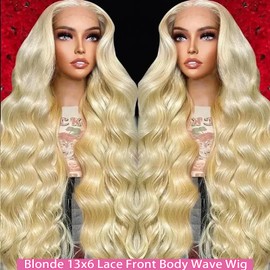 Sharimo 613 Lace Front Wig Human Hair 13x6 Blonde Wig Human Hair 28 Inch Body Wave HD Lace Frontal Wig Pre Plucked 180% Density Guleless Wigs Human Hair for Women