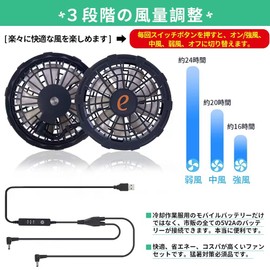 AINOUTA Work Clothes Fan Set with Fan, 3 Levels of Air Flow Adjustment, Built-In Brushless Motor, Silent, Long Life, Compatible Product, Large Airflow, Heatstroke Prevention, Dust Cover Included