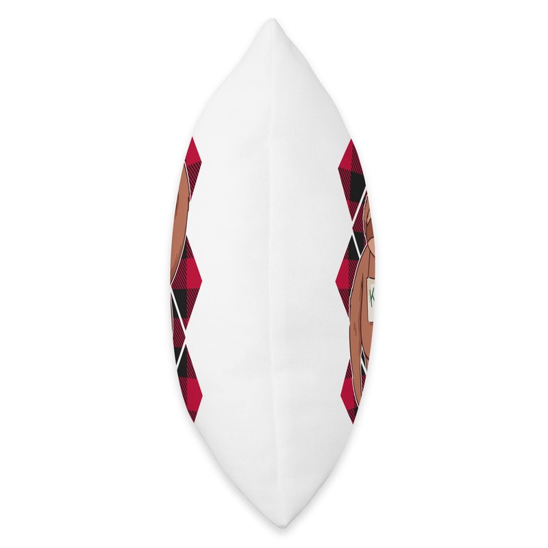 Christmas Sloth mistletoe red plaid pattern Throw Pillow, 16x16, Multicolor