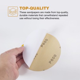 Shawya PSA Sanding Discs 50 PCS 6 Inch 600 Grit Self Adhesive Sticky-Back Sandpaper for DA Sander Finishing Abrasive Sand Paper Woodworking Wood Metal Sanding Disc