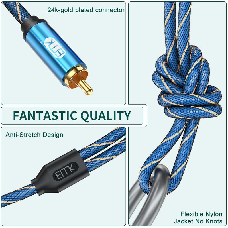 EMK 2RCA Cable 3.5 mm to 2 RCA Audio Cable