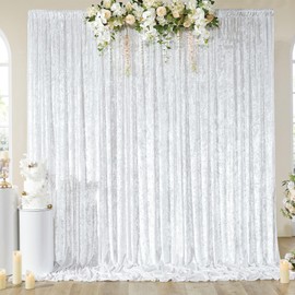 10ft x 10ft White Velvet Backdrop Curtain for Parties, Wrinkle Free Silky Photo Backdrop Drapes Soft Luxury Cloth for Weddings Birthday Party Events Photography Background