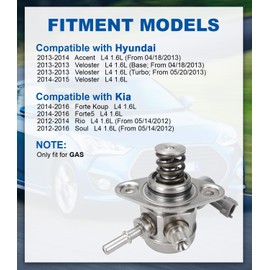 35320-2B140 High Pressure Fuel Pump Compatible with Kia Soul Forte5 Forte Koup Rio, Hyundai Accent Veloster L4 1.6L Gas Engine Replace GDP403 HM10002