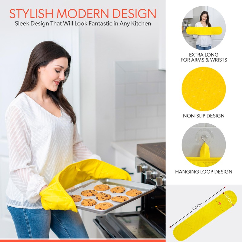 Yellow Oven Gloves Heat Resistant by Kiyotsu: Premium, Double Quilted