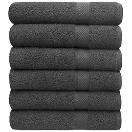Pleasant Home Towels Set for Gym, Pool & Spa - 6 Pack – 24” x 50” - 100% Cotton - 500 GSM – Lightweight, Soft & Absorbent (Grey)