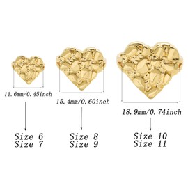 14k Gold Plated Brass Rough Textured Cookie Heart Shape Nugget Rings For Women/Men (9)