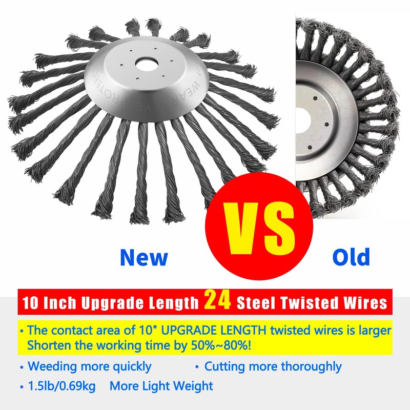 NeJesZoe 10 inch Unbreakable Steel Wire Weed Brush Cutter Trimmer