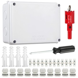 Verteilerdose Abzweigdose wasserdicht IP65 Aufputz, Gloryit 150 x 110 x 70 mm Klemmkasten Aufputz Abzweigkasten, Großer ABS-Elektrokasten Kabelanschluss im Freien für ø6-12 mm Kabel