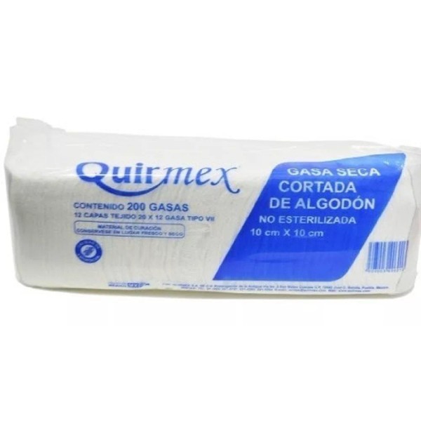 Quirmex Gasa No Esteril 10x10 C/200pz Quirmex