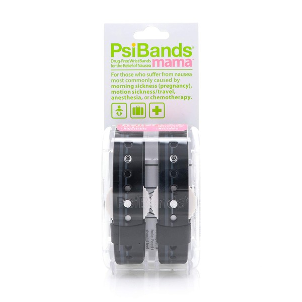 Psi Bands Acupressure Wrist Bands for The Relief of Nausea - Racer Black Mama