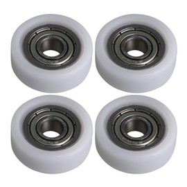 5 x 19 x 7 mm Hardware Replacement White Coated Round Nylon Pulley Wheels Roller Bearing for Sliding Window Door Pack of 4
