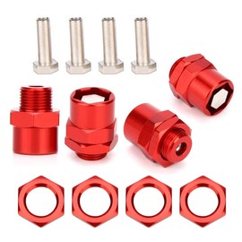 Tbest RC Hex Conversion Adapter, RC Car 12 mm to 17 mm Wheel Hex Conversion Adapter Accessory for D4 HSP 94123 1/10 Car (Red)