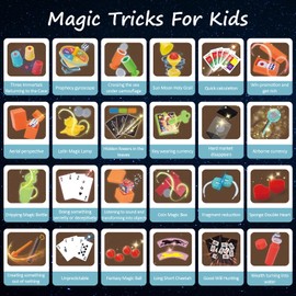 BOYIFEIJIE Magic Box 75+ Magic Tricks Set Children's Magic Potion Set Children with Magic Wand, Magic Hat & Instructions Magic Tricks Birthday for Children from 6 7 8 Years