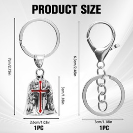Hioip Guardian Bell Motorcycle Stainless Steel Biker Bell Bicycle Bell Lucky Charm Motorcycle Bell Motorcyclist Pendant Lucky with Key Ring Gifts (B, Crosses)