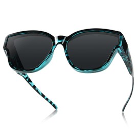 TINHAO Polarised Fit Over Glasses Sunglasses For Women Men Trendy Wrap Around Shades UV400 Protection(Green leopard, Black)