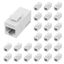 FGB CAT6 RJ45 Keystone Coupler 25-Pack, Ethernet Keystone Jack, Ethernet Coupler Female to Female UTP for Cat6/Cat5e/Cat5, White