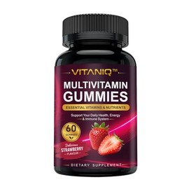 Multivitamin Gummies for Adults – Mixed Vitamins & Minerals Formula – 60 Strawberry Flavoured Gummies – 1 Month Supply – with Vitamin C, Vitamin D3, Biotin, Zinc & B Vitamins