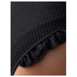 WDIRARA - Parte inferior de bikini con ribete de volantes para mujer, cintura alta elástica, ropa de playa, Negro -, Small