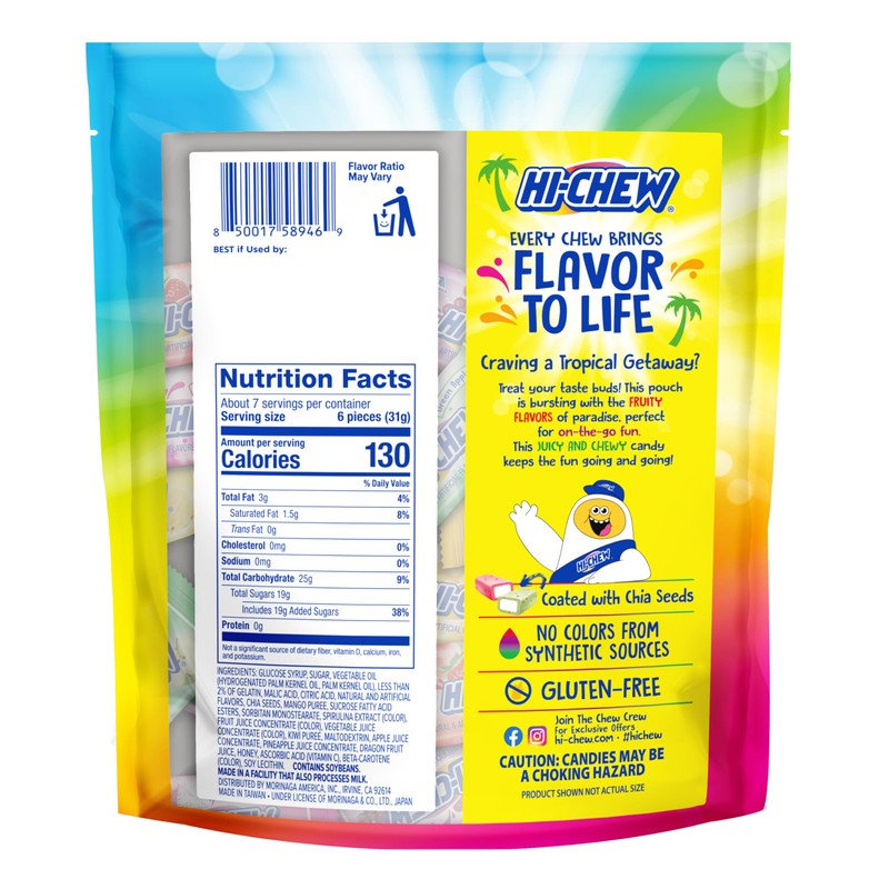 HI-CHEW Tropical Mix, Kiwi Pineapple Mango Dragon Fruit, 4 Stand
