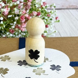 Mini Rubber Stamp Clover Leaf, Ink Stamp for Cards Envelopes Scrapbook, Wooden Good Luck Stamp, DIY Tags Crafts, Wedding Crafts