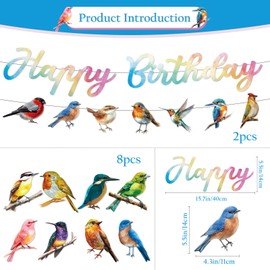 InIsaJace HummingBird Birthday Party Decorations - 10PCS Humming Bird Banners and Hanging Swirls Decor for Bird Theme Party Supplies