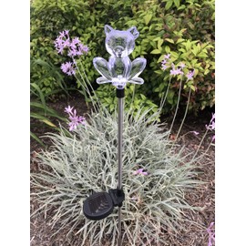 Ntertainment House Set of 1 Solar Garden Stake Lights with Color Changing LED or Regular White LED Landscape Path Lights (1 Piece) (Cat)