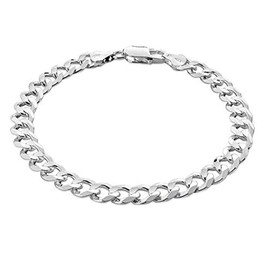 Treasure Bay Men's 8mm 925 Sterling Silver Curb Chain Bracelet (23)