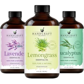 Handcraft Blends Handcraft Blends Eucalyptus, Lavender, and Lemongrass Essential Oil Set - Huge 4 Fl. Oz, 100% Pure and Natural, Therapeutic Grade With Premium Glass Dropper