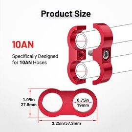 EVIL ENERGY Hose Separator Clamp, Fuel Line Mounting Clamp Aluminum 4PCS (Red, 10AN)