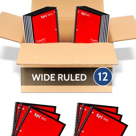 EPI Spiral Notebook, 1 Subject, Wide Ruled Paper, 70 Sheets (Red, 12)