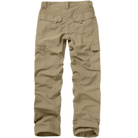 Mens Hiking Pants Quick Dry UPF 50 Travel Fishing Safari Cargo Pants Boy Scout Pants#6855,Khaki,38