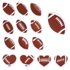 JarThenaAMCS 14Pcs Football Iron-On Sew-On Patches Heart Rugby Heat Transfer Iron Patches Embroidered Cloth Patches Iron on Patterns for Valentine's Day DIY Crafts Clothing Fabric