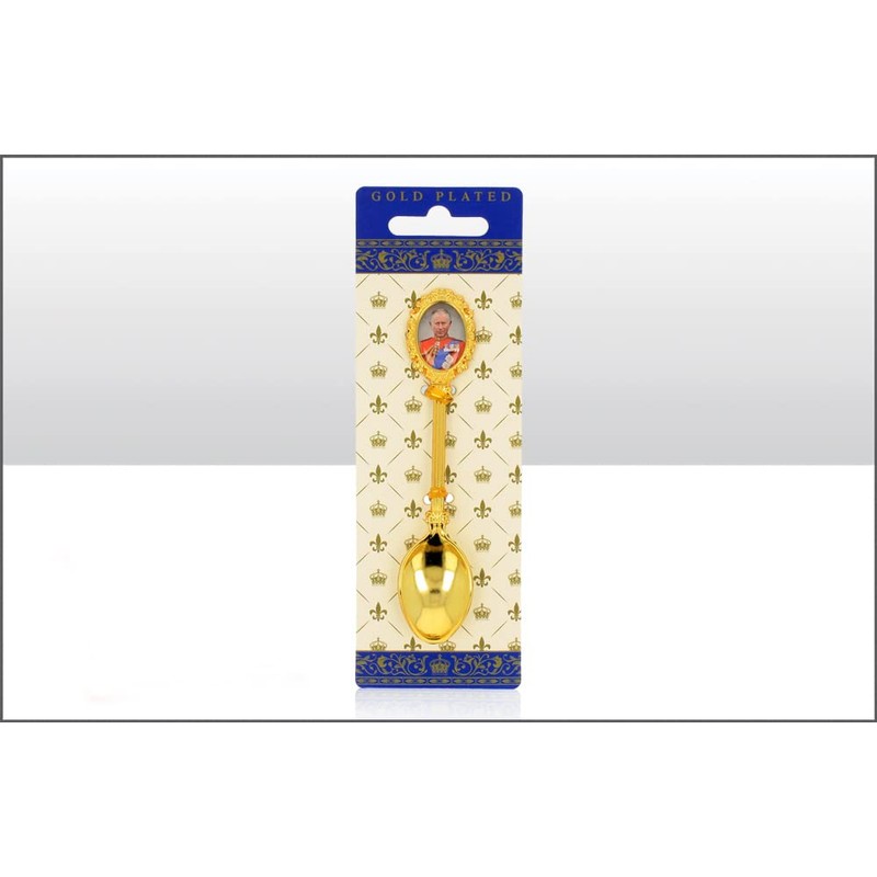 King Charles Coronation Gold Plated Spoon Collectors Souvenir Commemorative Memorabilia