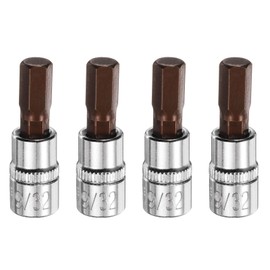 sourcing map 4pcs 9/32" Hex Bit Socket 1/4" Square Drive SAE Extension Impact Bit Power Nut Driver Set S2 & CR-V Steel Socket Ratchet Wrench Bits