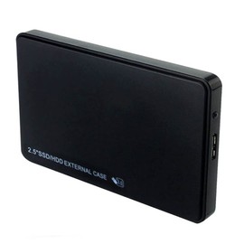Hard Disk Drive External Enclosure Case Caddy - USB 3.0 SATA, 2.5 inch, for HDD, Solid State Drive SSD - Tool Free - BLACK