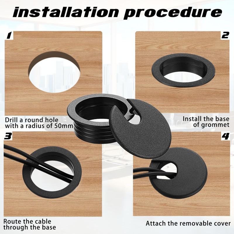 120 Pack Desk Grommet 2 Inch, Plastic Cable Grommet Hole