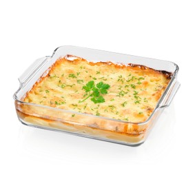 GOURMETmaxx Auflaufform für Heißluftfritteuse & Ofen - 1500 ml | Borosilikatglas Backform rechteckig | Auflaufform klein zum Zubereiten, Garen & Servieren | Für den Airfryer & Überbackenes etc.