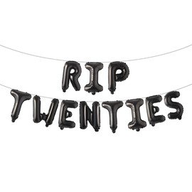 RIP TWENTIES 30th Birthday Party Supplies, RIP TWENTIES Balloons Happy Birthday Banner for Death to My Twenties 20s RIP Youth Men Women Dirty 30 Funny 30th Bday Decorations (RIP TWENTIES Black)