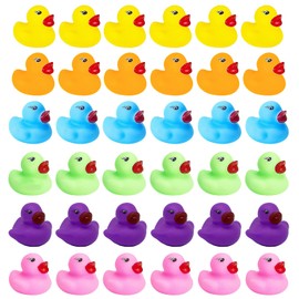 36 Pcs Mini Rubber Ducks, Rubber Ducks Multipack Yellow Orange Pink Blue Green Purple, Squeaking Floating Bath Toys for Kids, Great for Bath Time Party Toys