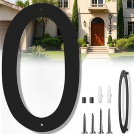 16 Inch House Numbers for Outside, Extra Large Address Numbers for House, Large Modern Floating House Numbers, Big Metal Numbers for House Outdoor, Matte Black Steel 16'' Address Number 0 (0123456789)