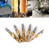 6pcs Drill and Tap Bits, 1/4" Hex Shank Metric Thread