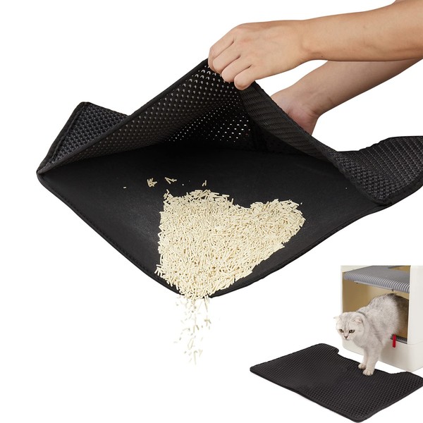 Cat Litter Mat 30 x 45 cm, Double Layer Honeycomb Design, Urine and Water Resistant Material, Dispersion Control Mat for Cats