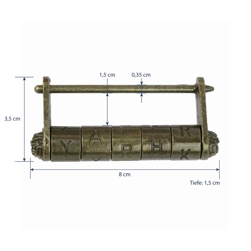 HMF Antique Chinese Combination Padlock | Letters | 8 x