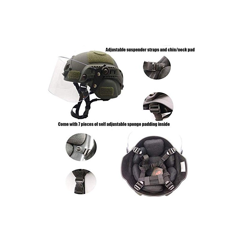 Tactical MICH 2000 Fast Helmet with Clear Riot Visor Face