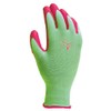 Digz Women's Stretch Knit Garden Gloves with Polyurethane Coating, Green/Pink,